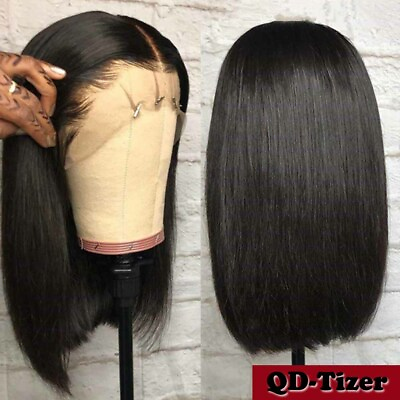 #ad Synthetic Black Hair Lace Front Wigs Short Bob Full Head Wig Heat Resistant Soft $20.90