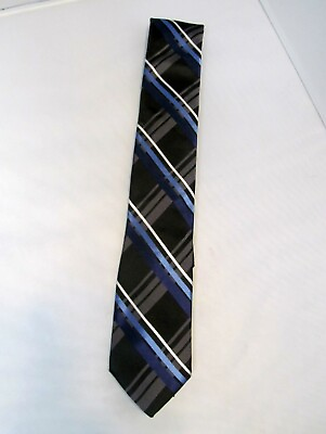 #ad Black Basket Weave Blue Stripe Geometric Pattern Novelty Men#x27;s Neck Tie Necktie $4.00