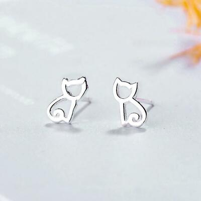 #ad Adorable Tiny Cat Kitten Silver SP Stud Earring $7.99
