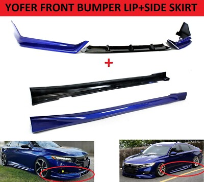 #ad ofer Blue Front Bumper Lip Splitters Side Skirt Fit Honda Accord 2018 2020 Y $420.00