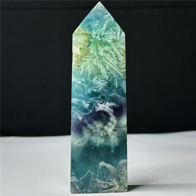 #ad 4.8quot; 0.65LB Crystal Feather Fluorite Tower Point Obelisk Healing Reiki Energy $35.02