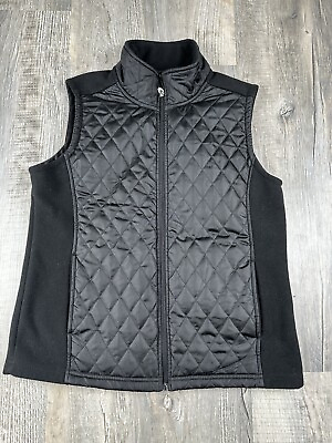 #ad NWOT FOR CYNTHIA Ladies Black Vest With Quilted Front Size Large $12.00