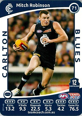#ad 2012 Carlton Blues AFL TeamCoach Card Mitch Robinson AU $3.99