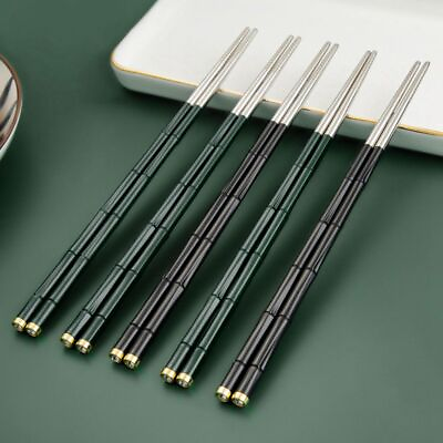 #ad New 304 Stainless Steel Chopsticks Set Metal Non slip Steel Chopstick Reusable $8.02