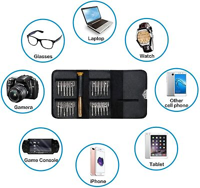 #ad Pro 25Pc Mini Screwdriver Set Hand Tool Repair Kit for Eyeglasses Laptop Watch $6.58