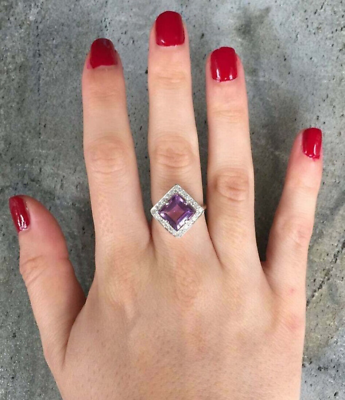 #ad 3.25CT Purple Princess amp; Round Cut Simulated Stone Ring For Women 14K White Gold $274.00