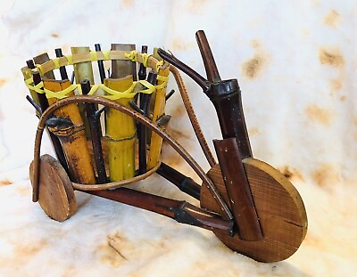 #ad Handmade Handcrafted wooden bike with large basket Home Decor Trinket Holder $26.53