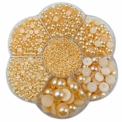 #ad 5700 Pcs Half Pearls Flatback Beads for Crafts 1 Box 7 Sizes 2 3 4 5 6 8 10mm... $11.41