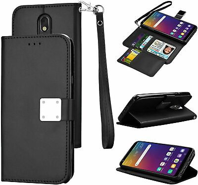 #ad LG Stylo Stylus 4 Plus Hybrid Leather Double Flap Wallet Case Credit Card Stand $8.99