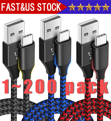 #ad Braided USB C Type C Fast Charging Data SYNC Charger Cable Cord 3 6 10FT Lot $31.39