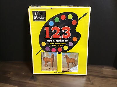 #ad Vintage 1971 Paint by Number Kit Horses Ponies New Breed Craft Master New 10245 $49.97