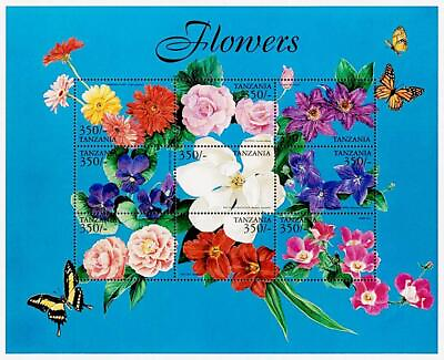 #ad TANZANIA 2000 FLOWERS amp; BUTTERFLIES M S MNH ** $7.15