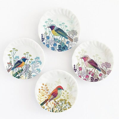 #ad Handmade Miniatures Ceramic Plates Tiny Birds Dollhouse Kitchen Decor Set 4 Pcs $19.99