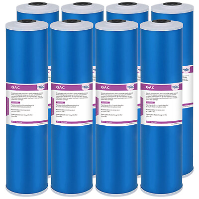#ad 20quot;x4.5quot; 5 Micron Big Blue GAC Granular Carbon Water Filter Whole House 1 8 PACK $90.77