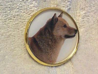 #ad 1quot; Puppy Dog Shepherd Husky Canine Gold Metal Shank Sew On Sewing Button CD41 $2.97