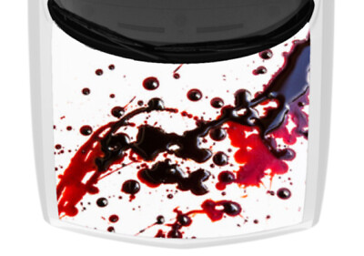 #ad Smeared Red Blood Stains Horror White Vinyl Hood Wrap Car Truck Decal Graphic US $215.05