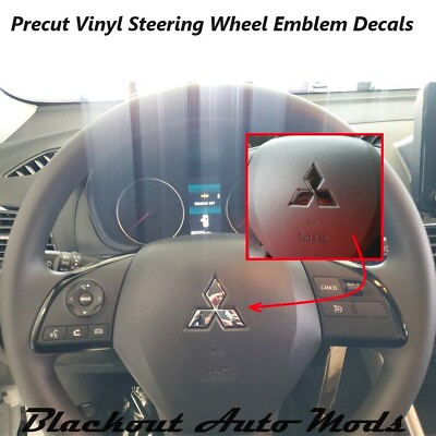 #ad Gloss Black Vinyl Steering Wheel Emblem Overlay Decal For 2013 2019 Outlander $5.79