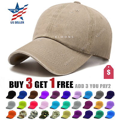 #ad Solid Plain Baseball Cap Trucker Camo Blank Hat Ball Men Women Adjustable VC II $5.98