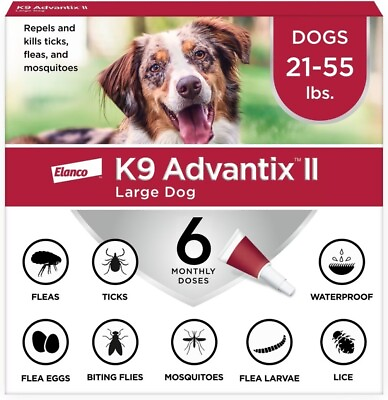 #ad Flea and Tick Treatment Flea Control For Large Dog 21 55lbs，6 Monthly Doses $262.30