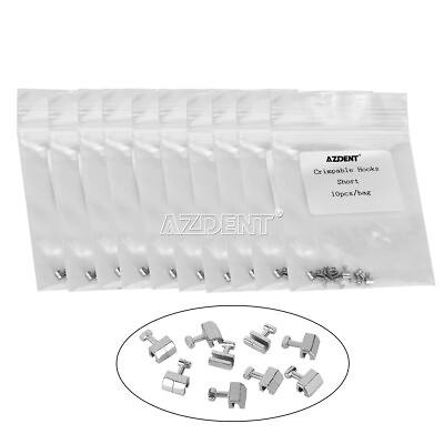 #ad 100pcs AZDENT Dental Orthodontic Crimpable Hooks Short Type 10Packs $13.49