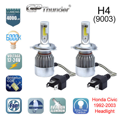 #ad 2 Bulbs H4 HB2 9003 CREE LED Headlight Hi Lo Bulbs 6000K Honda Civic 1992 2003 $11.24