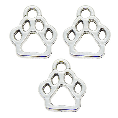 #ad 100 pcs Retro Alloy Hollow Dog Paw Charm Silver For Pendant Jewelry Craft 11x2mm $7.59