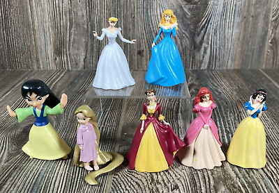 #ad Lot of 7 Disney Princess Figurine Toys Cake Toppers 3quot; Belle Mulan Ariel etc $10.77