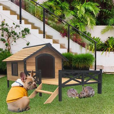 #ad #ad Unbranded Dog Houses Yellow Brown Metal Wood Outdoor Large Cabin Style W Porch $348.21