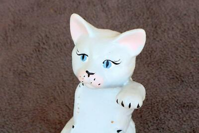 #ad Cat Figure Over Door Cute White Kitty Pussy Feline Adorable gift Vintage Old ZM $32.95
