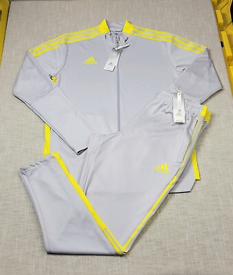 #ad ADIDAS Tiro Tracksuit Jacket amp; Pants Set Large Mens Gray Yellow Full Zip Soccer $144.95