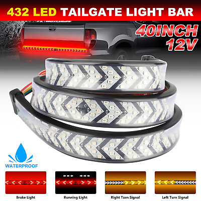 #ad 40quot; Truck Tailgate Strip LED Sequential Turn Signal Brake Tail Reverse Light Bar $17.98