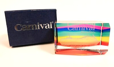 #ad Carnival Cruise Paperweight Rainbow 3D Laser Etched Crystal Paradise $21.25
