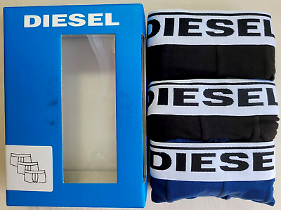 #ad Diesel Sebastian Long Trunks Boxer Briefs Shorts 3 Pack Large Black Blue Cotton $24.95