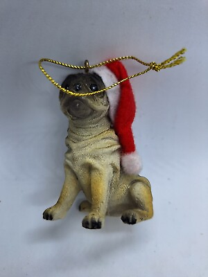 #ad Dog With Santa Hat Ornament $7.16
