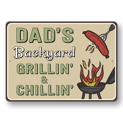 #ad Backyard Grillin And Chillin Metal Sign $74.25
