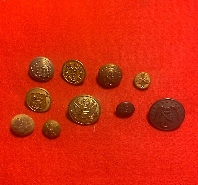 #ad CIVIL WAR ERA AND LATER MILITARY AND MORE BUTTON LOT OF 10... SEE PICS #BTL 5 $15.00