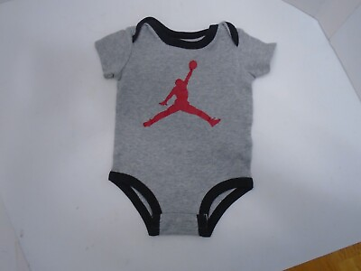 #ad NIKE Air JORDAN 1pc Baby Infant Bodysuit Size 3 6 Months gray black red $7.69