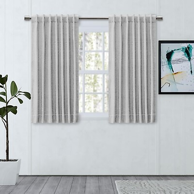 #ad Ricardo Insulated Short Curtain Panels Homespun Rod Pocket Grey 40x54quot; Set of 2 $45.49