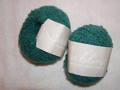 #ad 2 SKEINS SUBLIME LUXURIOUS WOOLLY MERINO #181 TEAL. 192 yards $13.99
