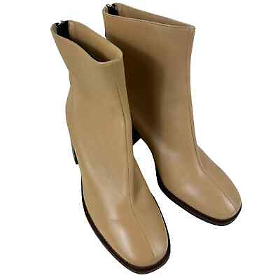 #ad Fabio Rusconi NWOT Beige Almond Toe Leather Ankle Booties Made In Italy Size 37 $99.99