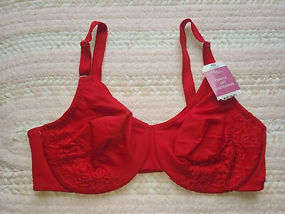 #ad NWT Olga by Warner#x27;s Gentle Lift Size 40D Red Lace Style 5001 Underwire Bra Sexy $24.99