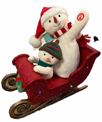#ad Hallmark NEW WITH TAGS Twinkling Sleigh Ride Snowman amp; Snowkid Plush IT WORKS $29.99