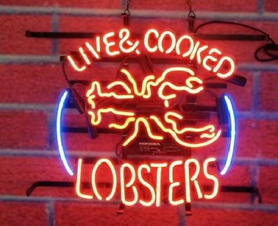 #ad New Live Cooked Lobsters Seafood Neon Sign 24quot;x20quot; Lamp Poster Real Glass $222.17