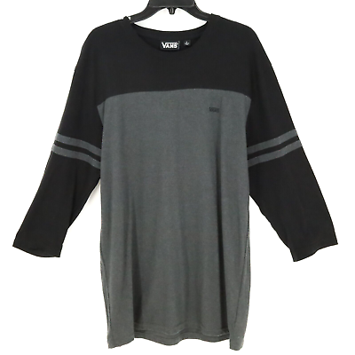#ad Vans Long Sleeve T shirt Size Large Mens Gray Black Stretch Cotton $24.98