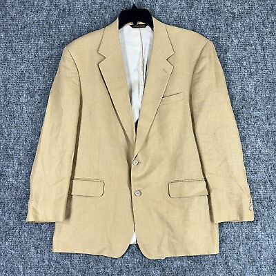 #ad Brooks Brothers Blazer Sport Coat Mens 44 Linen Vintage USA made 1970s $109.41