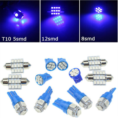 #ad 13Pcs LED Lights Interior Package Kit Ice Blue Dome Map License Plate Lamp Bulbs $14.39