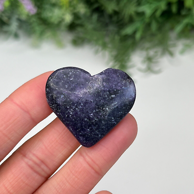 #ad Lepidolite Heart Crystal Shape Carving Purple Mica Mineral Stone 22g 3.5cm GBP 3.99
