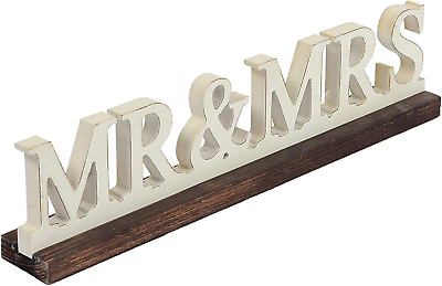 #ad Vintage Mr and Mrs Sign for Wedding Table 16 inches Distressed White MRamp;MRS $35.52