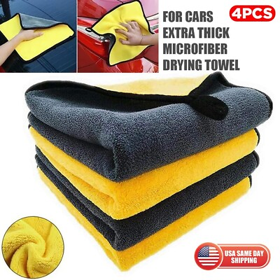 #ad 4x Microfiber Cleaning Cloth Extra Thick Rag Car Wash Polishing Detailing Towel $12.99