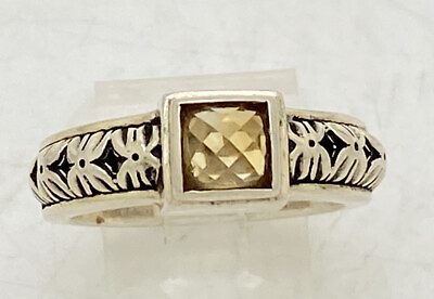 #ad Michael Dawkins Sterling Silver Design Band Faceted Citrine Ring Sz 10 11.2g $79.99